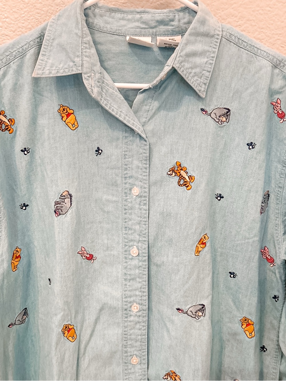 Vintage Disney Denim 100% Cotton Button Down Shirt XLarge Winnie The Pooh Womens - Picture 3 of 14